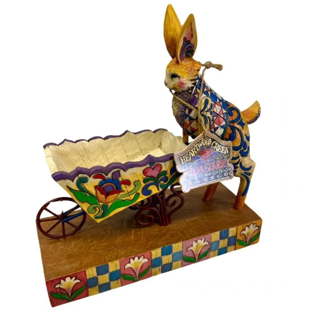 Jim Shore 2004 "A Bunny's Work is Never Done" Easter Bunny Wheelbarrow - Picture 4 of 16